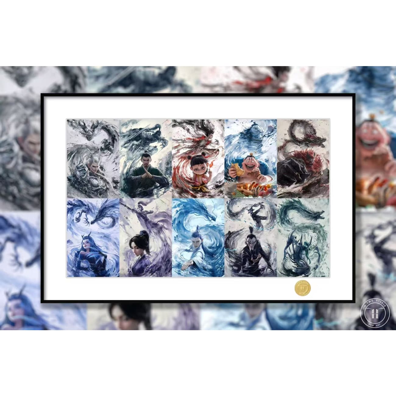 H-TWO Studio - Characters of Nezha: Demon Child Conquers the Sea Poster Frame
