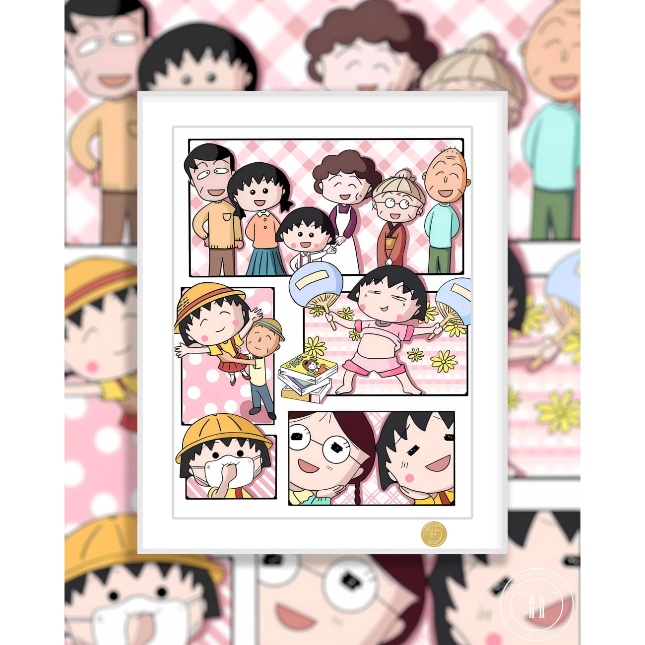 H-TWO Studio - Chibi Maruko-chan Family Poster Frame