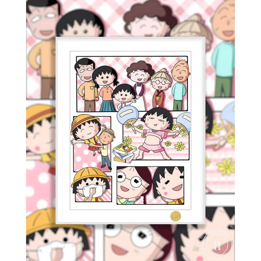 H-TWO Studio - Chibi Maruko-chan Family Poster Frame