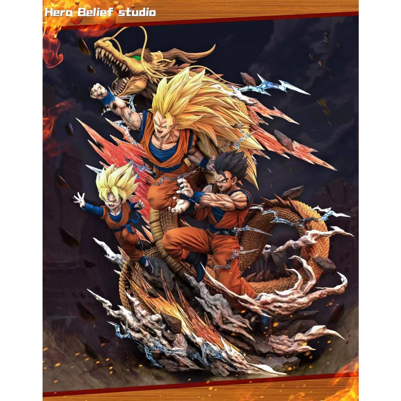 Hero Belief Studio - SSJ3 Son Goku, Gohan & Goten Kamehameha