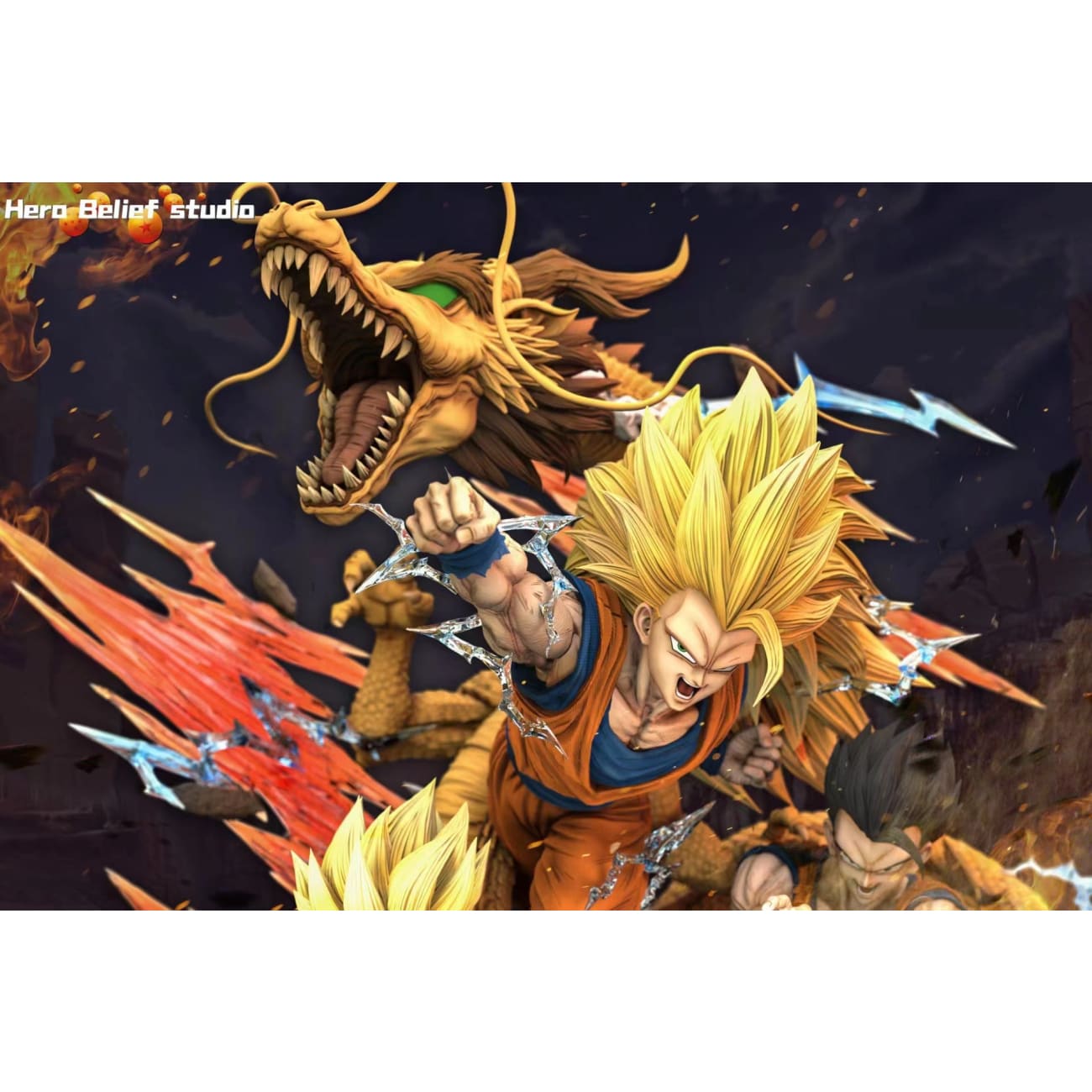 Hero Belief Studio - SSJ3 Son Goku, Gohan & Goten Kamehameha
