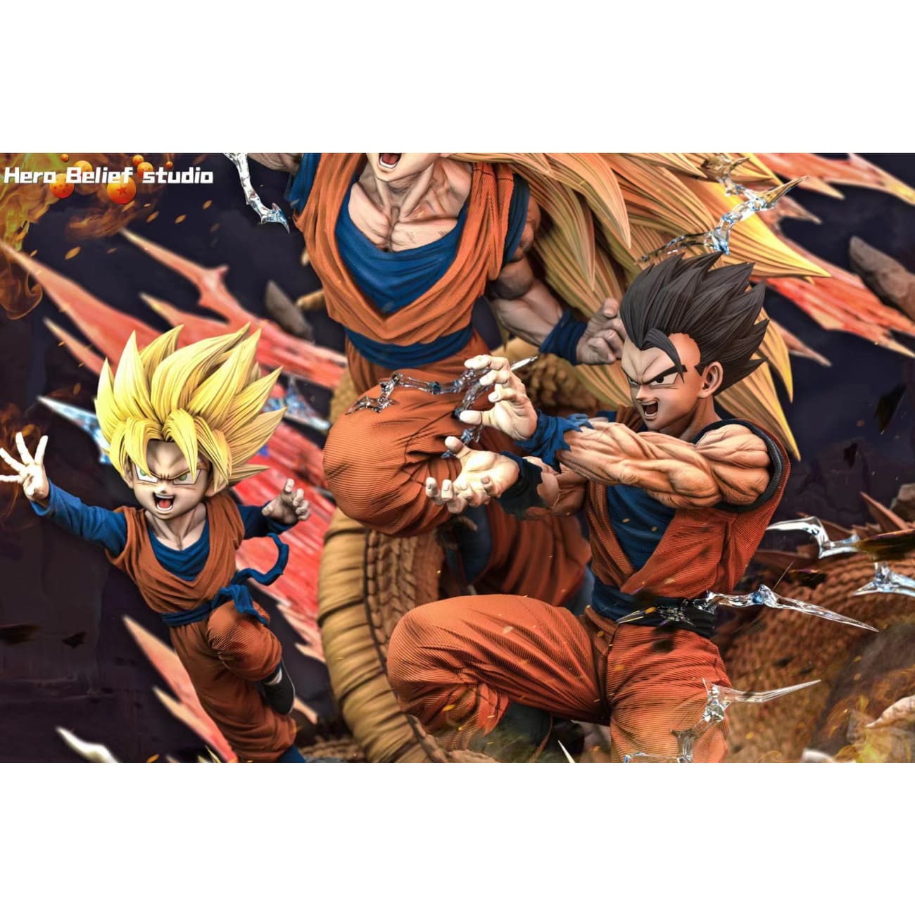 Hero Belief Studio - SSJ3 Son Goku, Gohan & Goten Kamehameha