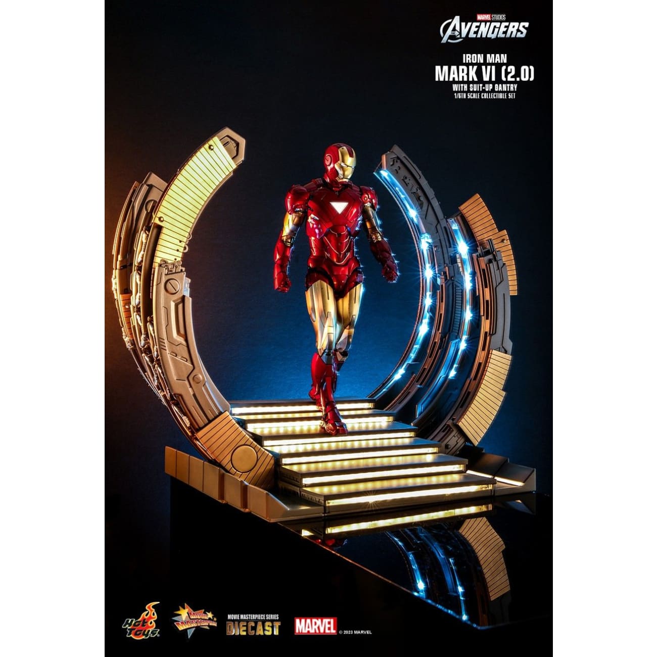 Hottoys - Iron Man Mark VI (2.0) With Suit-Up Gantry [MMS688D53]
