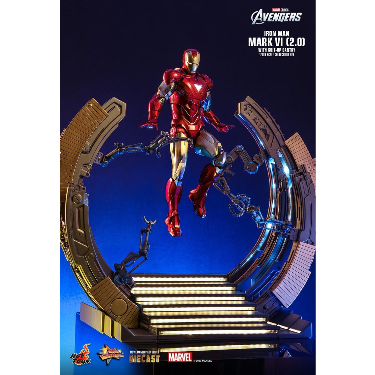 Hottoys - Iron Man Mark VI (2.0) With Suit-Up Gantry [MMS688D53]