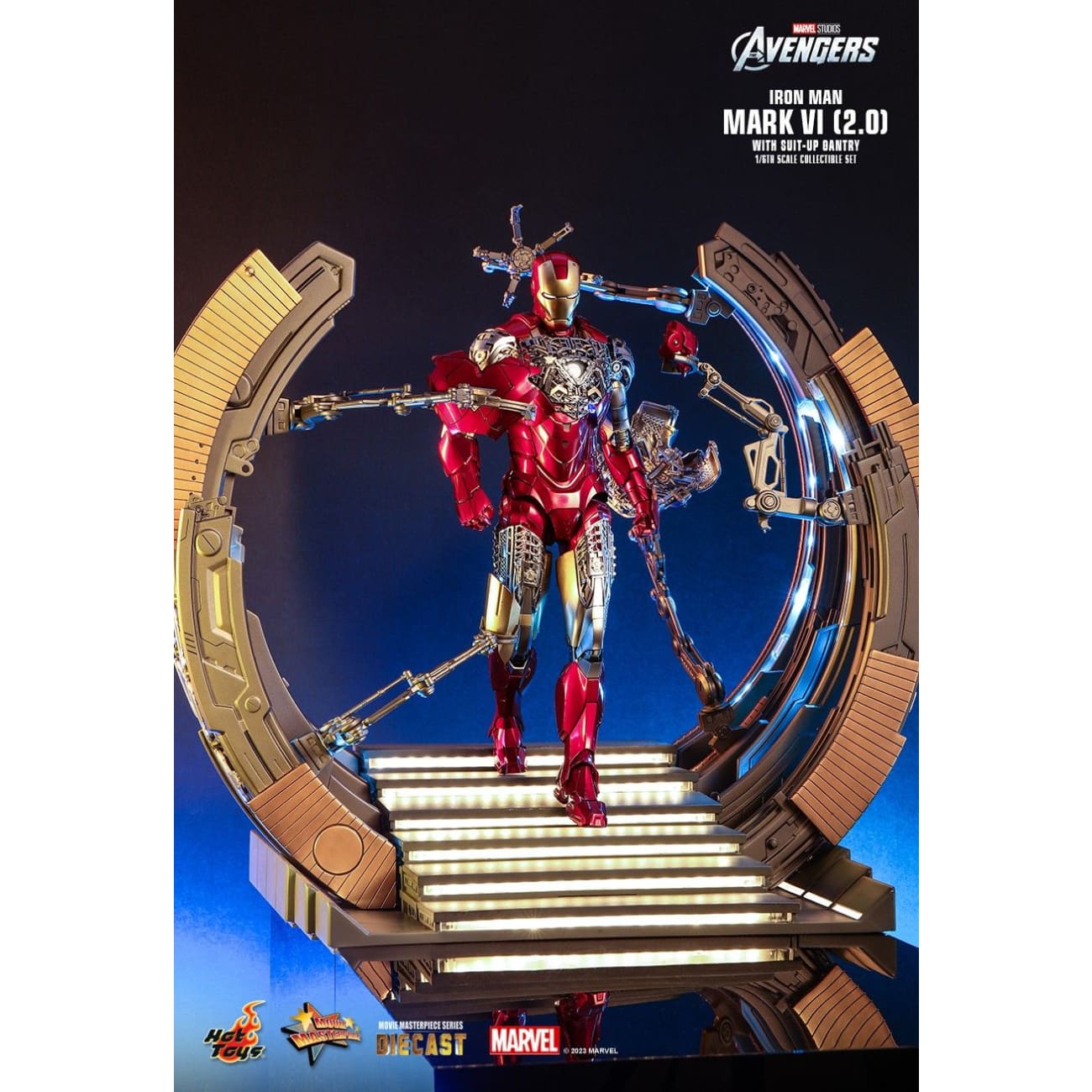 Hottoys - Iron Man Mark VI (2.0) With Suit-Up Gantry [MMS688D53]