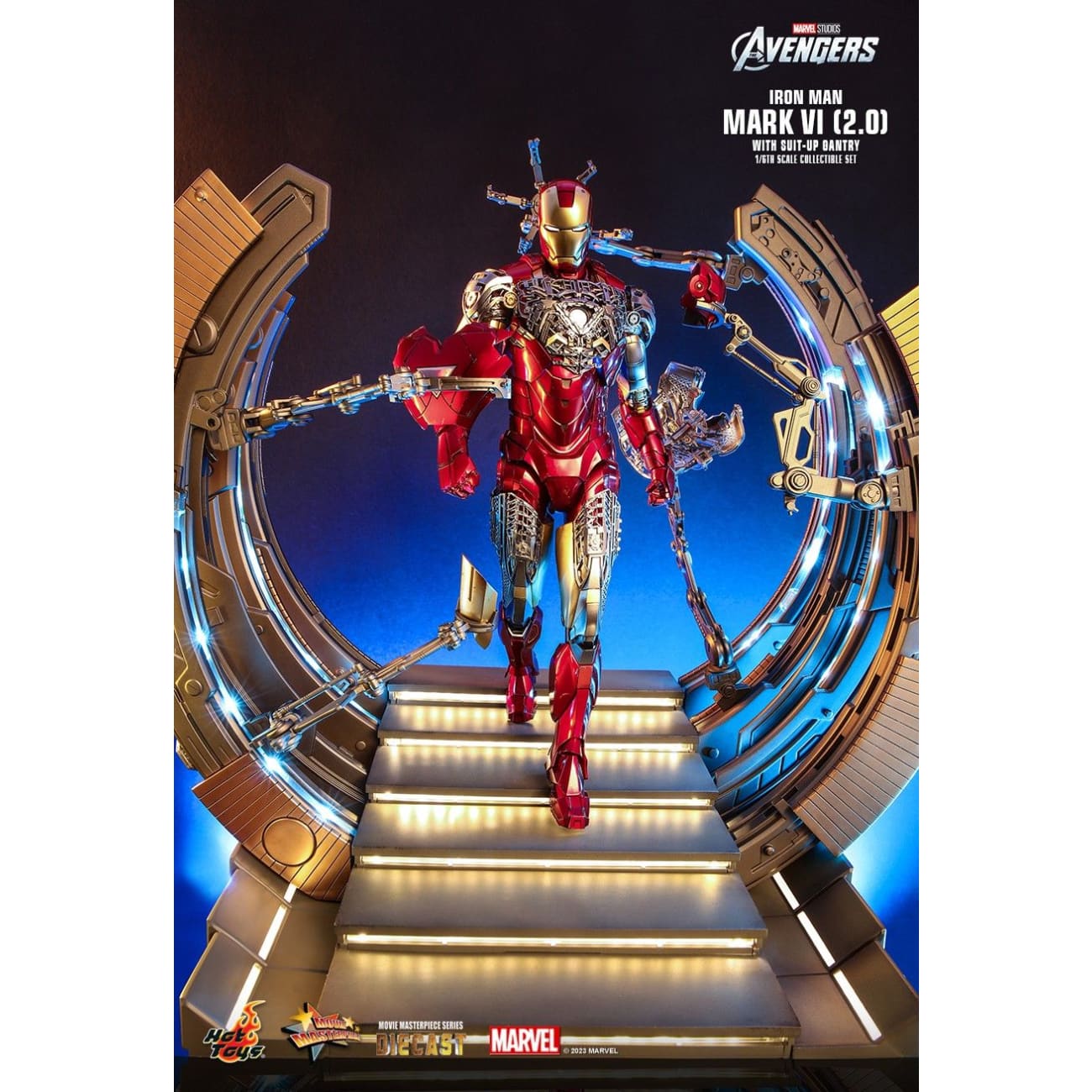 Hottoys - Iron Man Mark VI (2.0) With Suit-Up Gantry [MMS688D53]