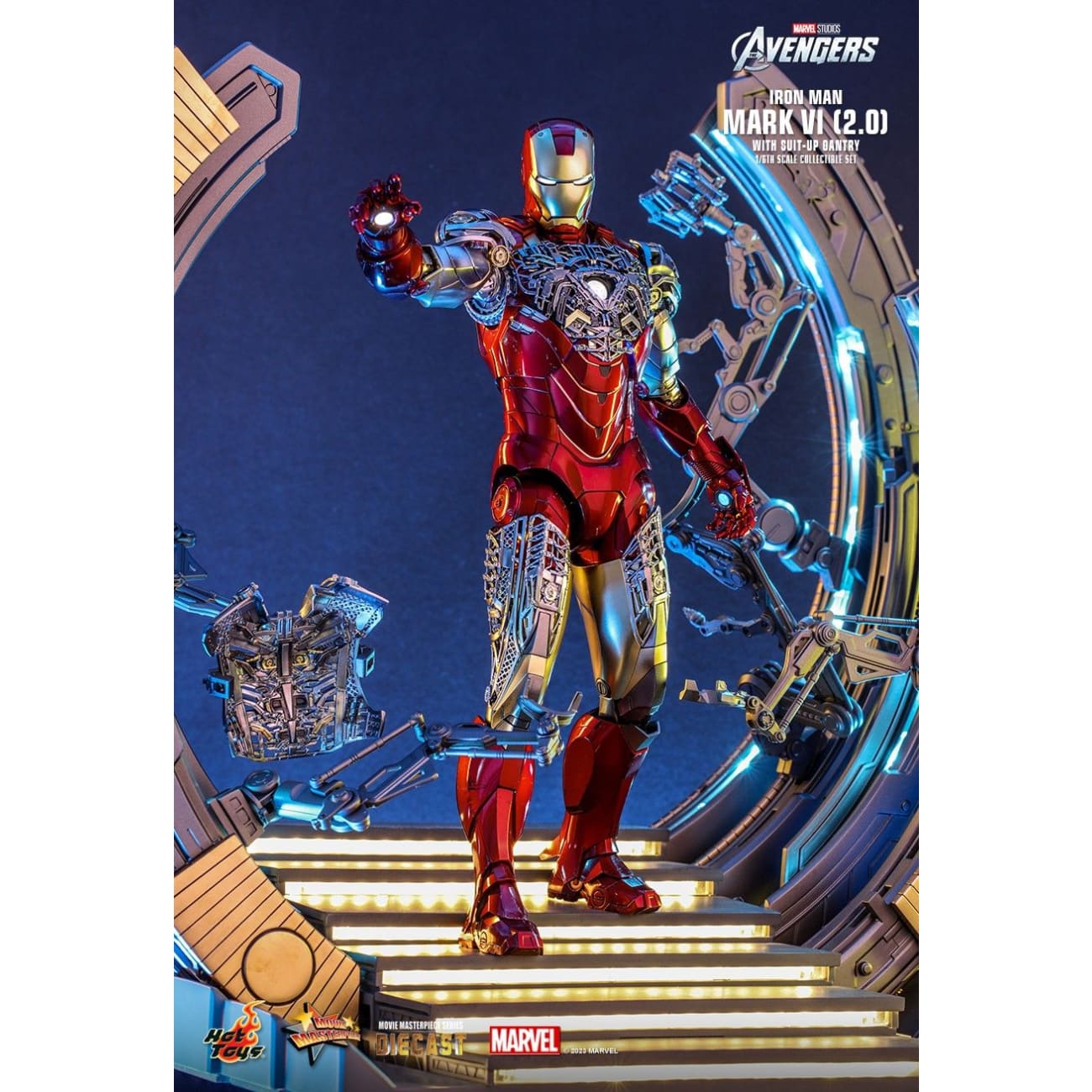 Hottoys - Iron Man Mark VI (2.0) With Suit-Up Gantry [MMS688D53]