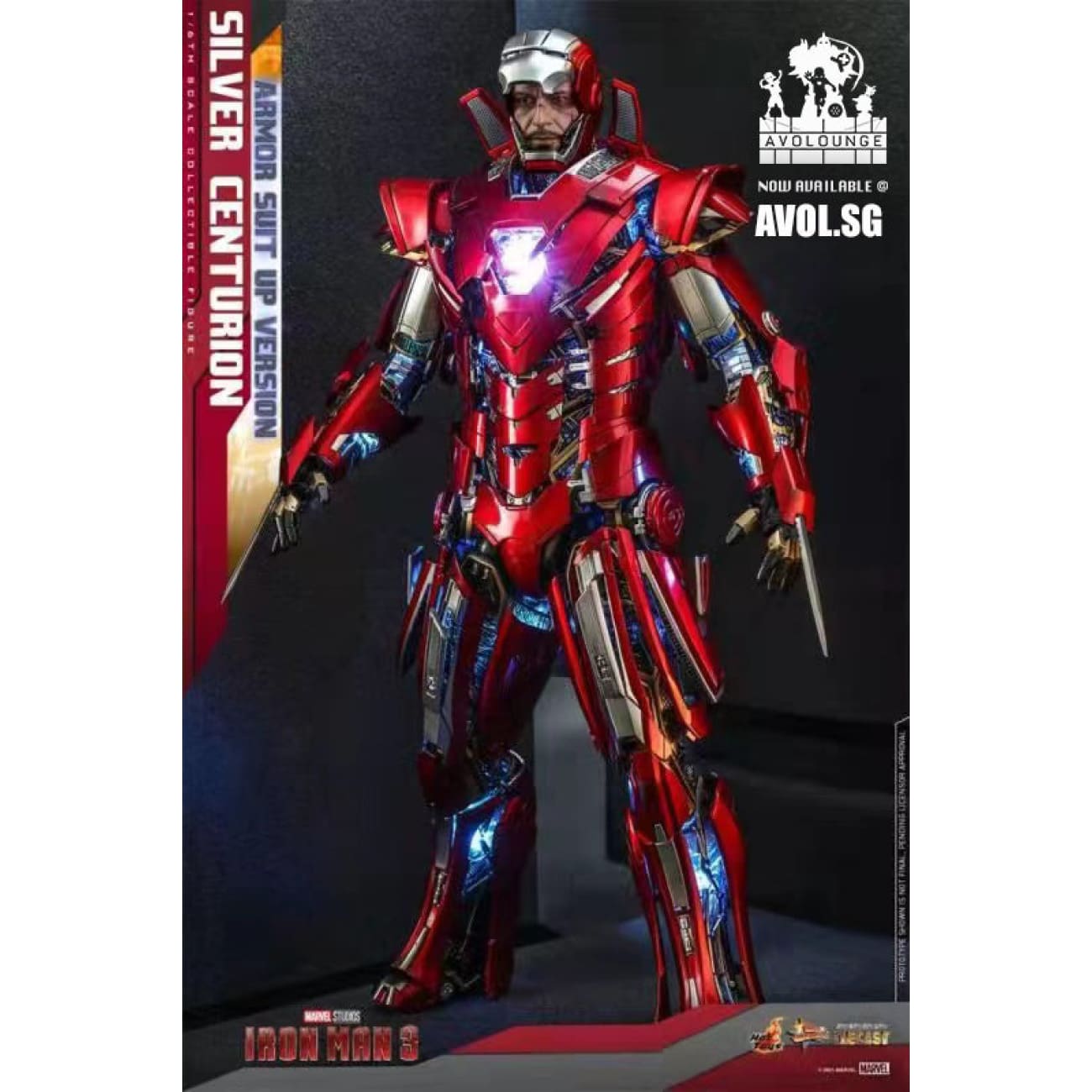 HOTTOYS -  IronMan 3 Silver Centurion Armor suit up version
