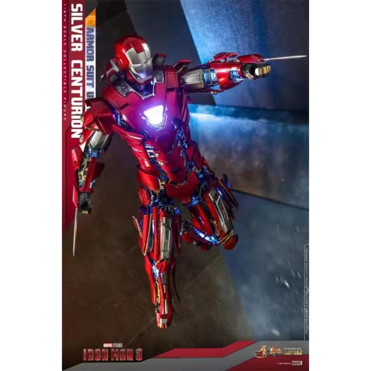 HOTTOYS -  IronMan 3 Silver Centurion Armor suit up version