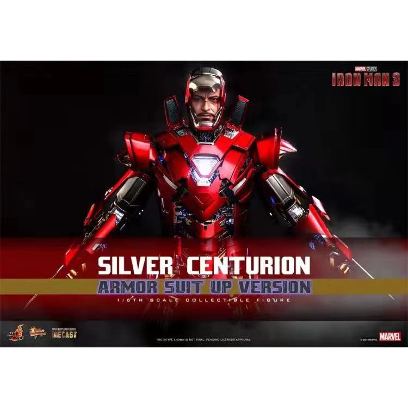 HOTTOYS -  IronMan 3 Silver Centurion Armor suit up version