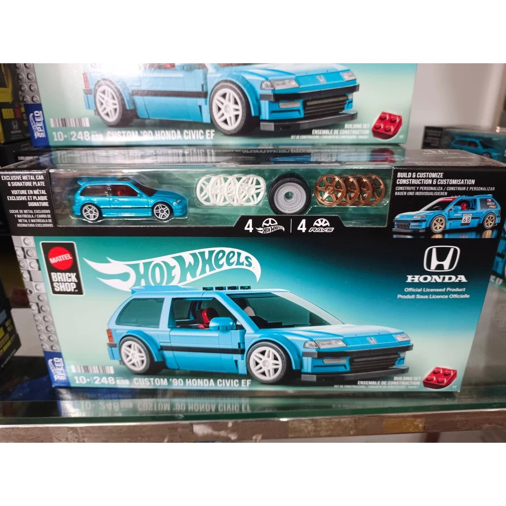 Hot Wheels x Mattel Brick Shop - ’90 Honda Civic EF – 1:32 Scale Building Set