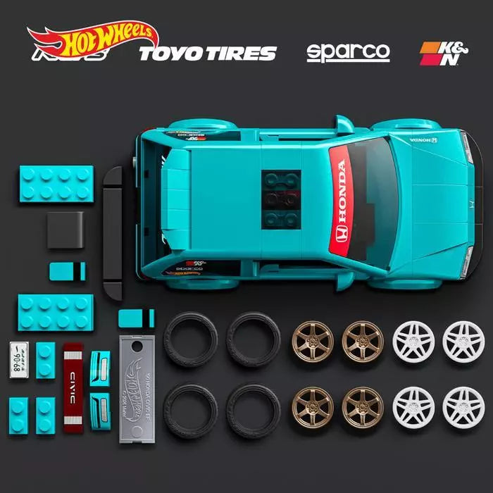Hot Wheels x Mattel Brick Shop - ’90 Honda Civic EF – 1:32 Scale Building Set