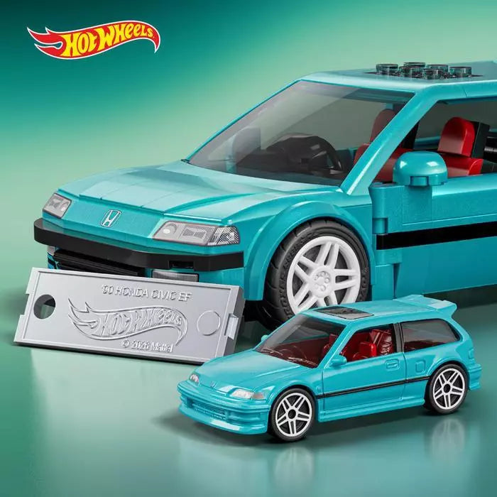 Hot Wheels x Mattel Brick Shop - ’90 Honda Civic EF – 1:32 Scale Building Set