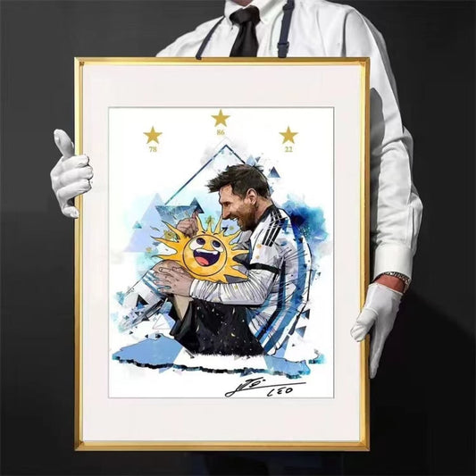 Lionel Messi Argentina Wins The World Cup Three-Star Poster Frame