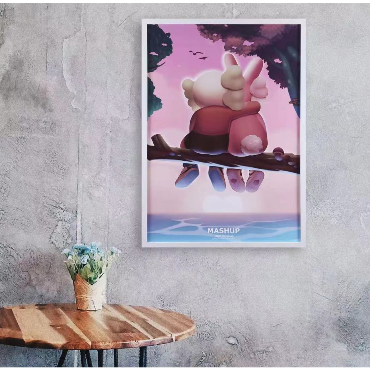  Mashup Kaws and Bunny Poster Frame 