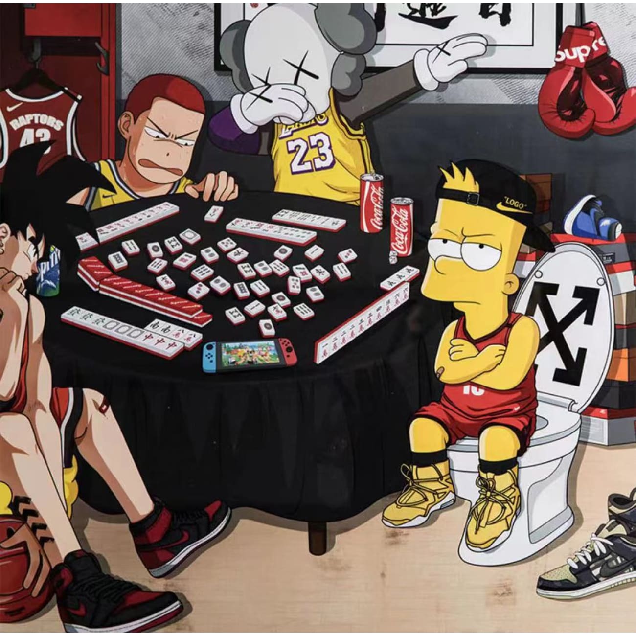 Mashup : Mahjong with Kaws; Simpson; Goku 