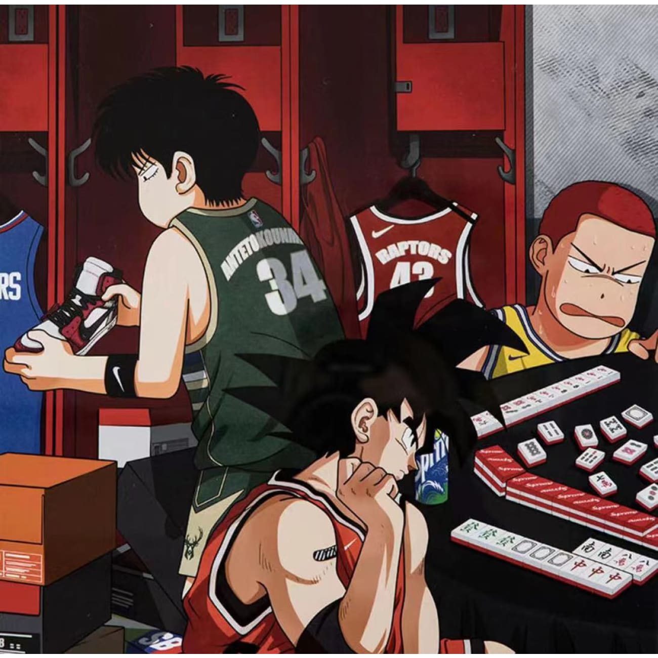 Mashup : Mahjong with Kaws; Simpson; Goku 