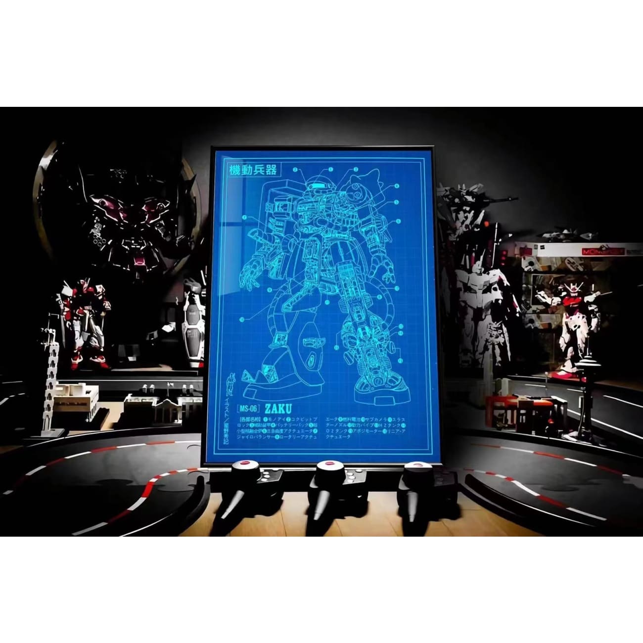 Ms-06 Zaku 2.0 Blue Print Poster [orange / Blue] – Avolounge