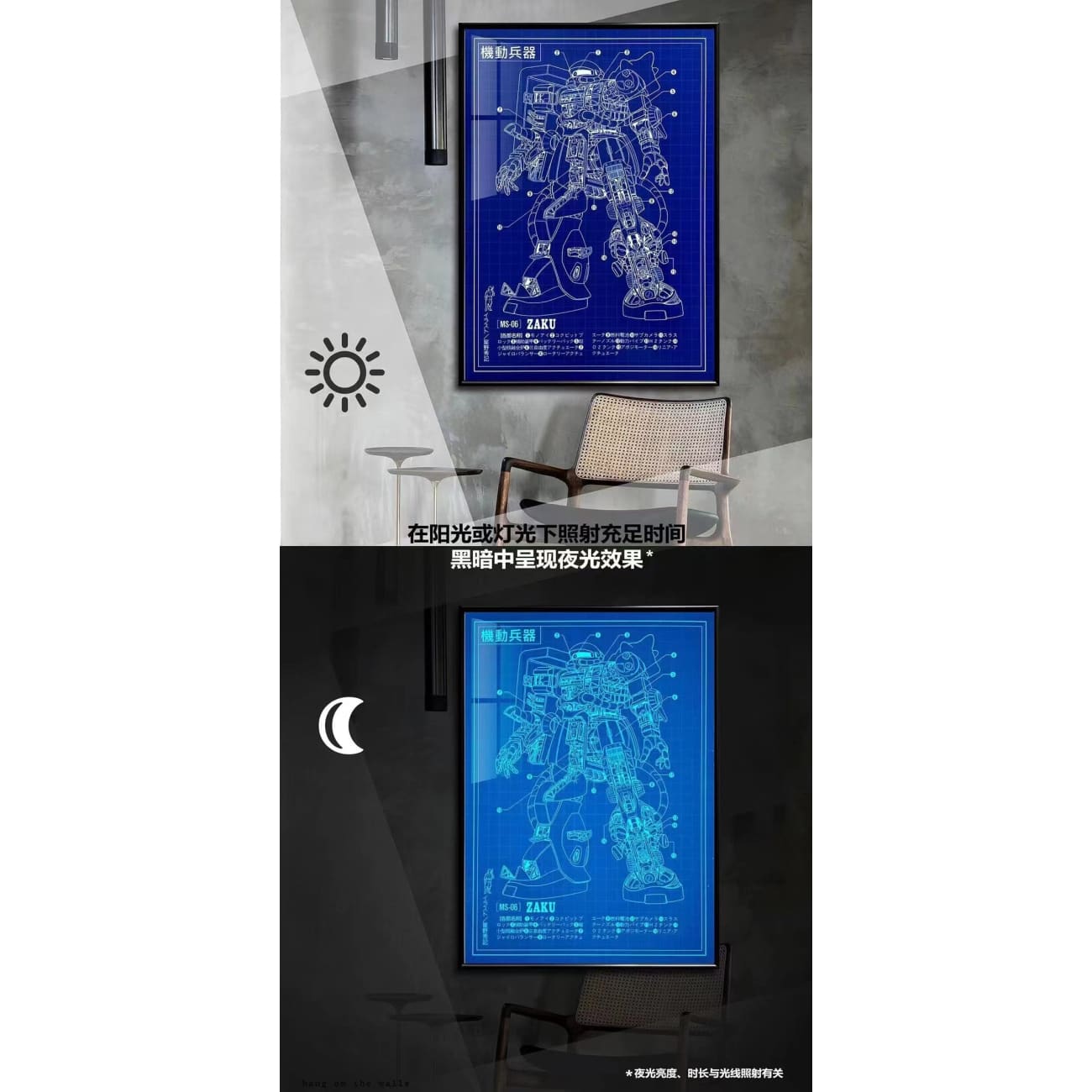 MS-06 Zaku 2.0 Blue Print Poster [Orange / Blue]