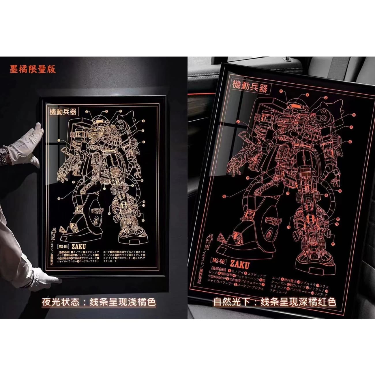 MS-06 Zaku 2.0 Blue Print Poster [Orange / Blue]