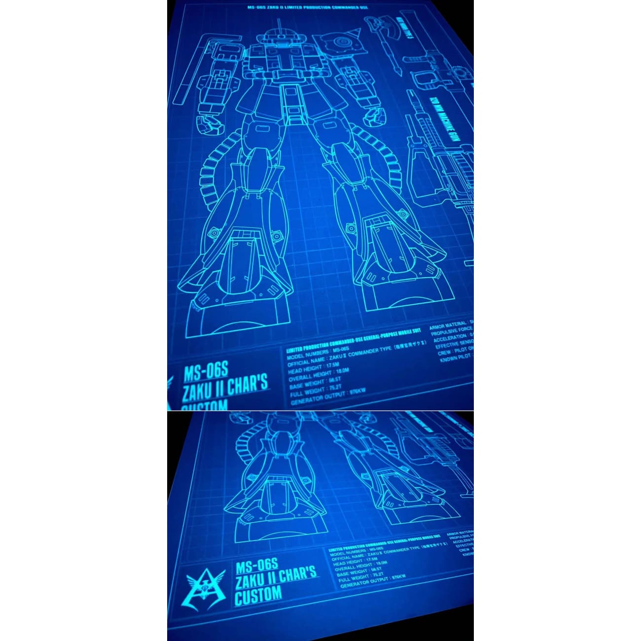 MS-06S Zaku II Blue Print Poster [Orange / Blue] 