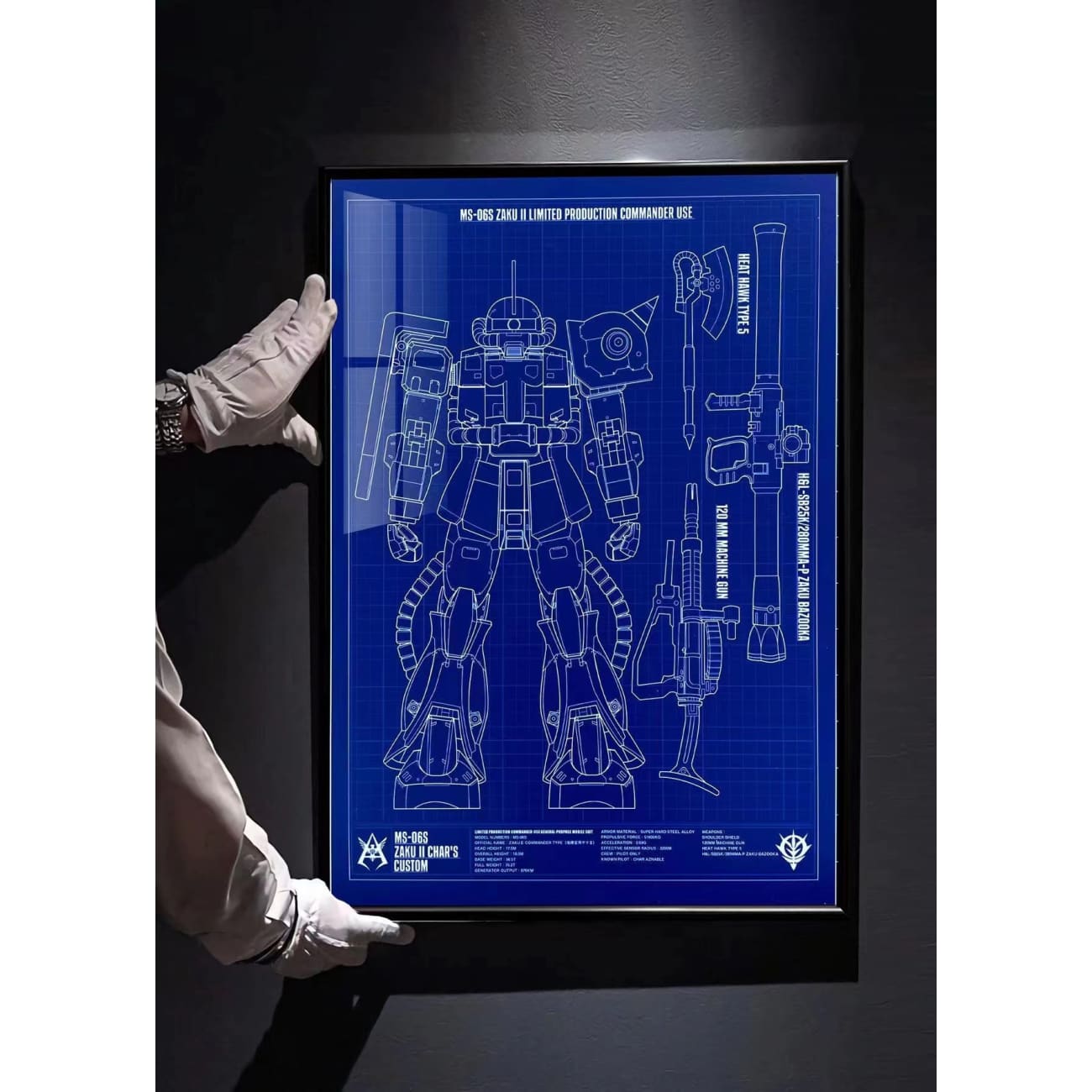 Ms-06s Zaku Ii Blue Print Poster [orange / Blue] – Avolounge