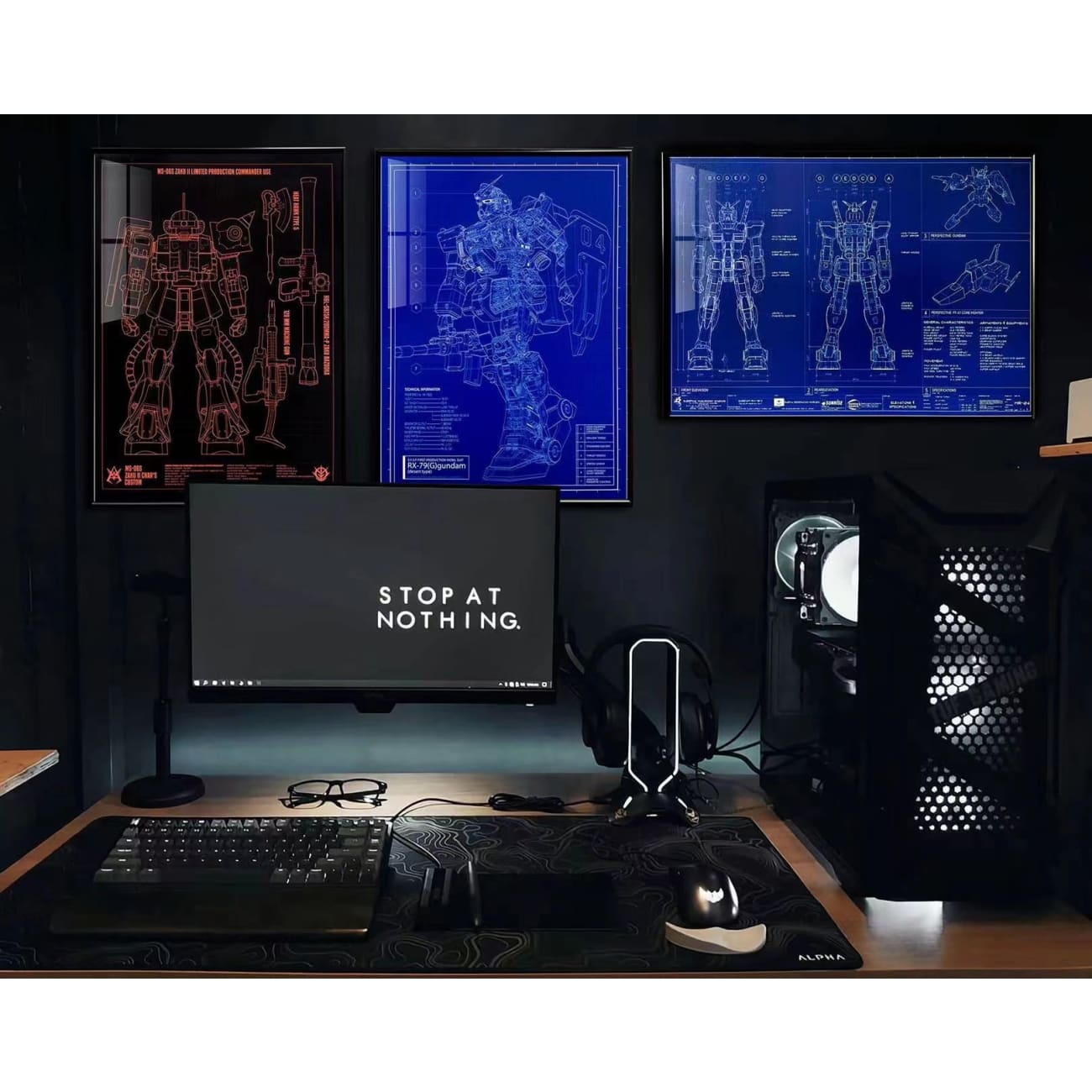 MS-06S Zaku II Blue Print Poster [Orange / Blue] 