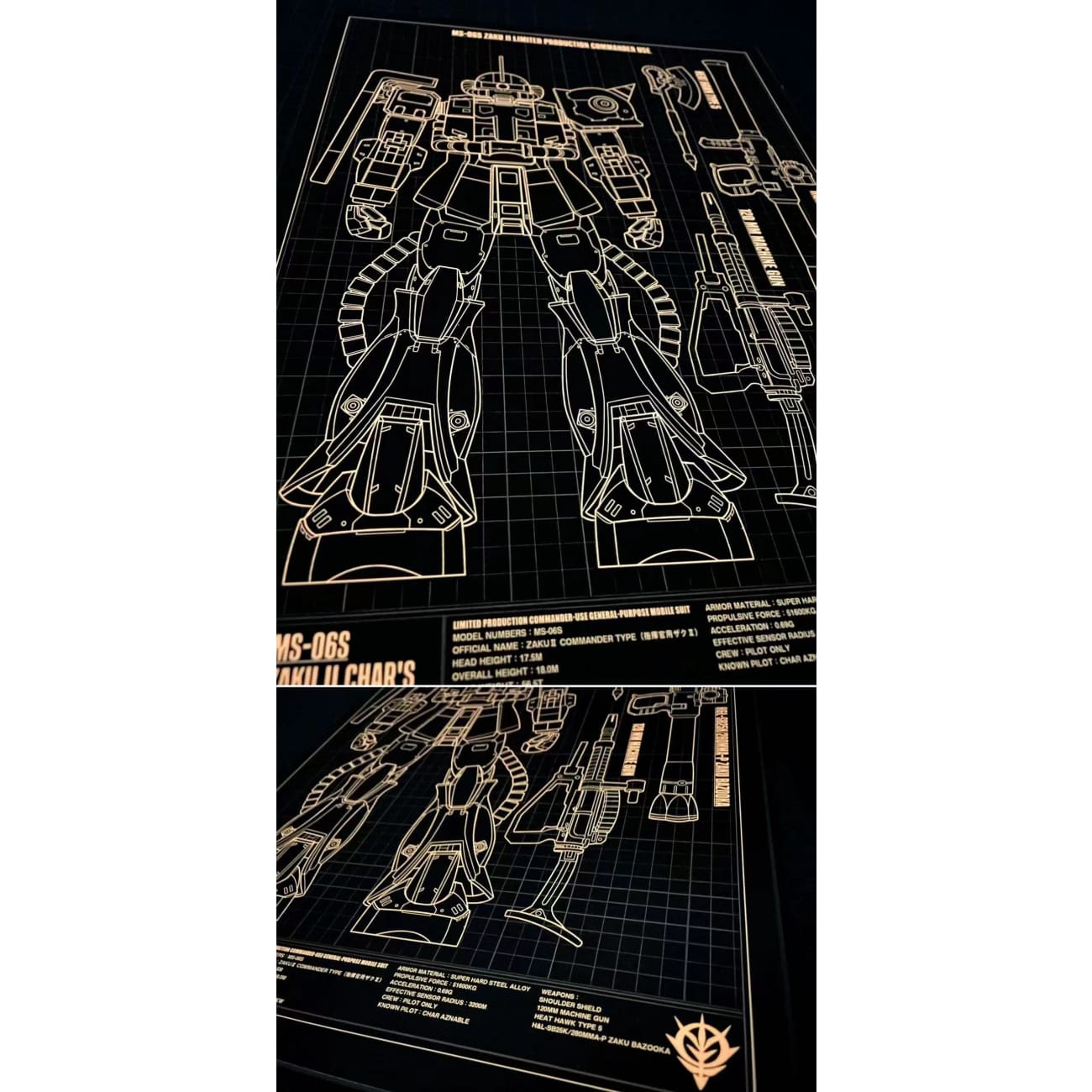 MS-06S Zaku II Blue Print Poster [Orange / Blue] 