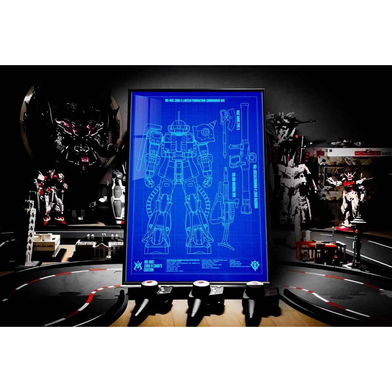 MS-06S Zaku II Blue Print Poster [Orange / Blue] 