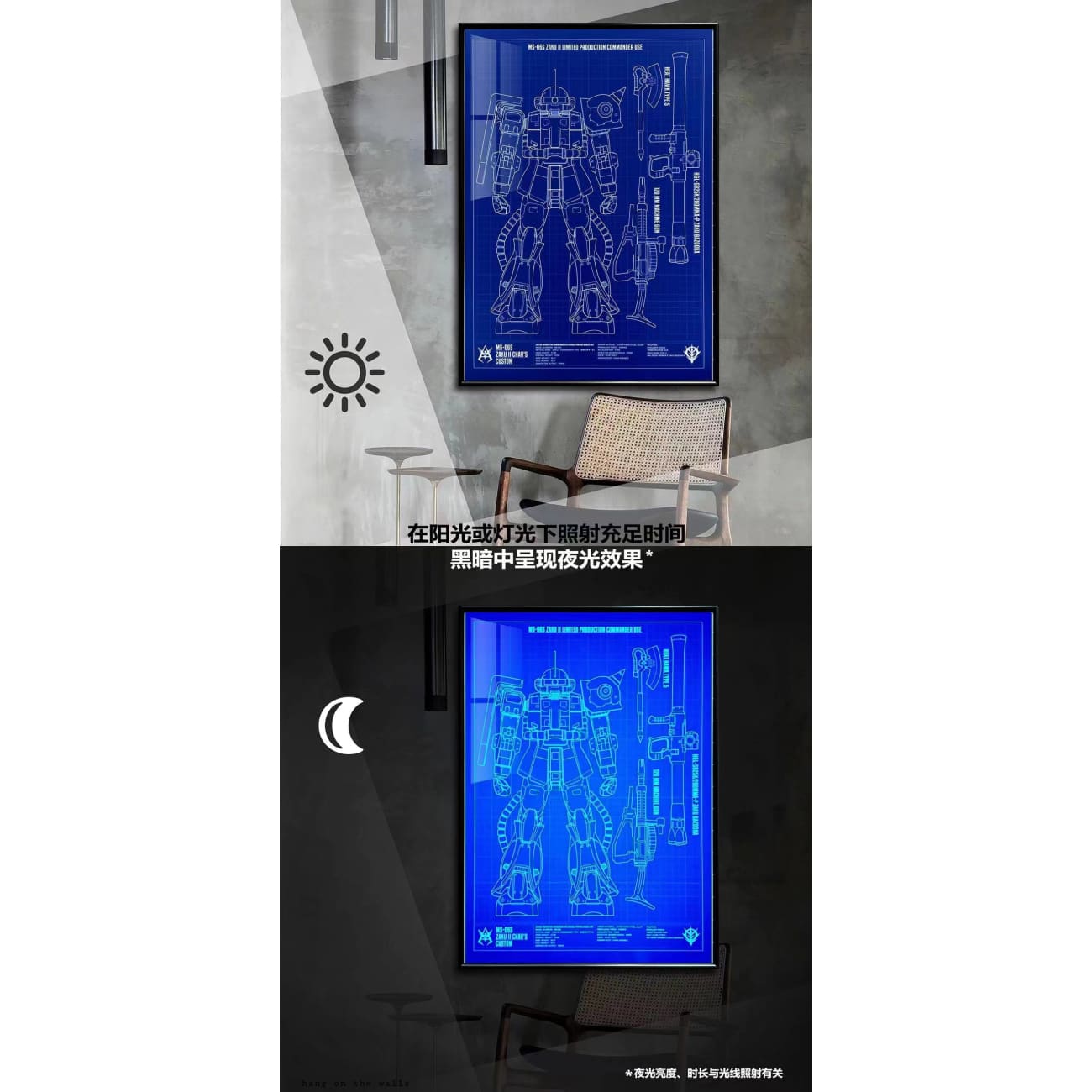 MS-06S Zaku II Blue Print Poster [Orange / Blue] 
