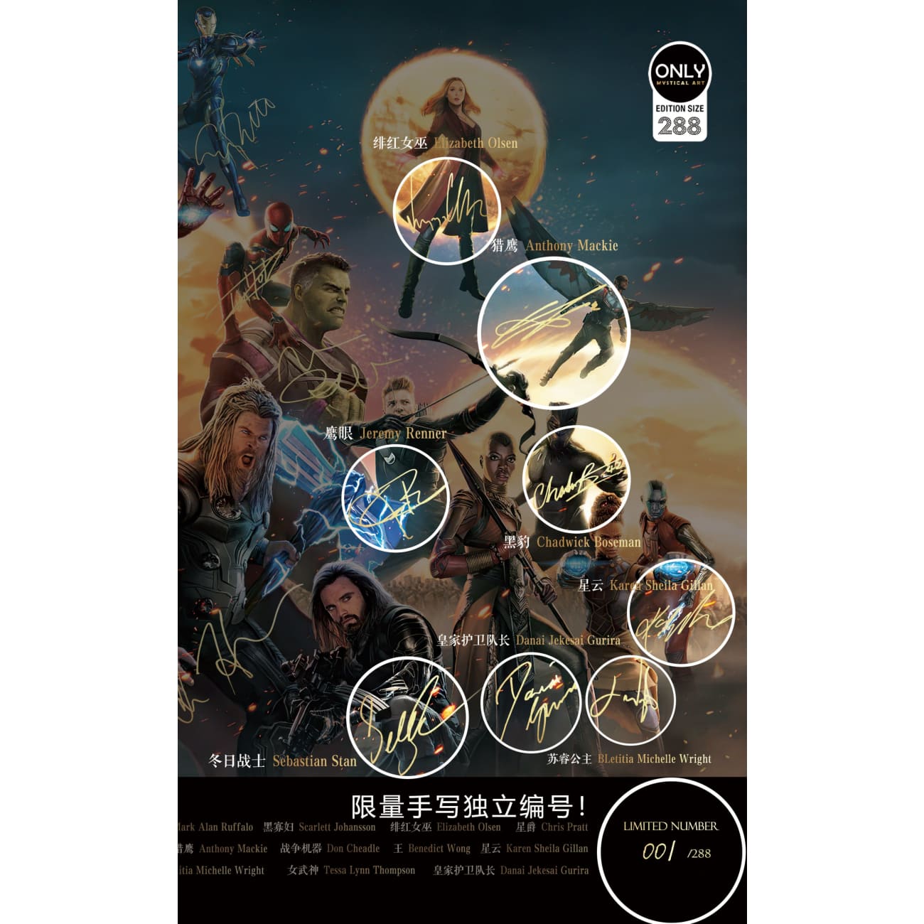 Mystical Art - Avengers Members Signature Poster Frame 