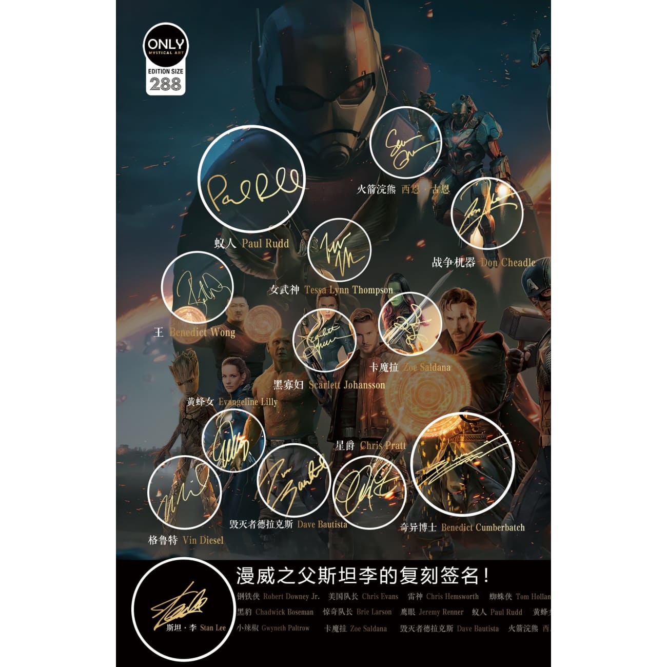 Mystical Art - Avengers Members Signature Poster Frame 