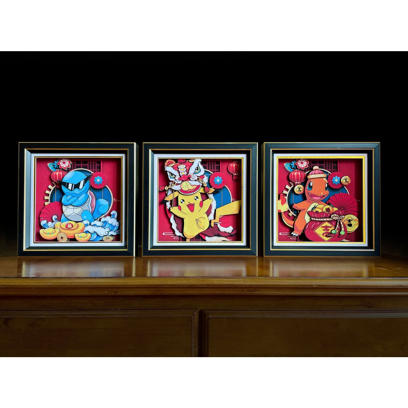 Mystical Art - Chinese New Year 2023 Pikachu / Charmander / Squirtle 3D Poster Frame [4 Variants]