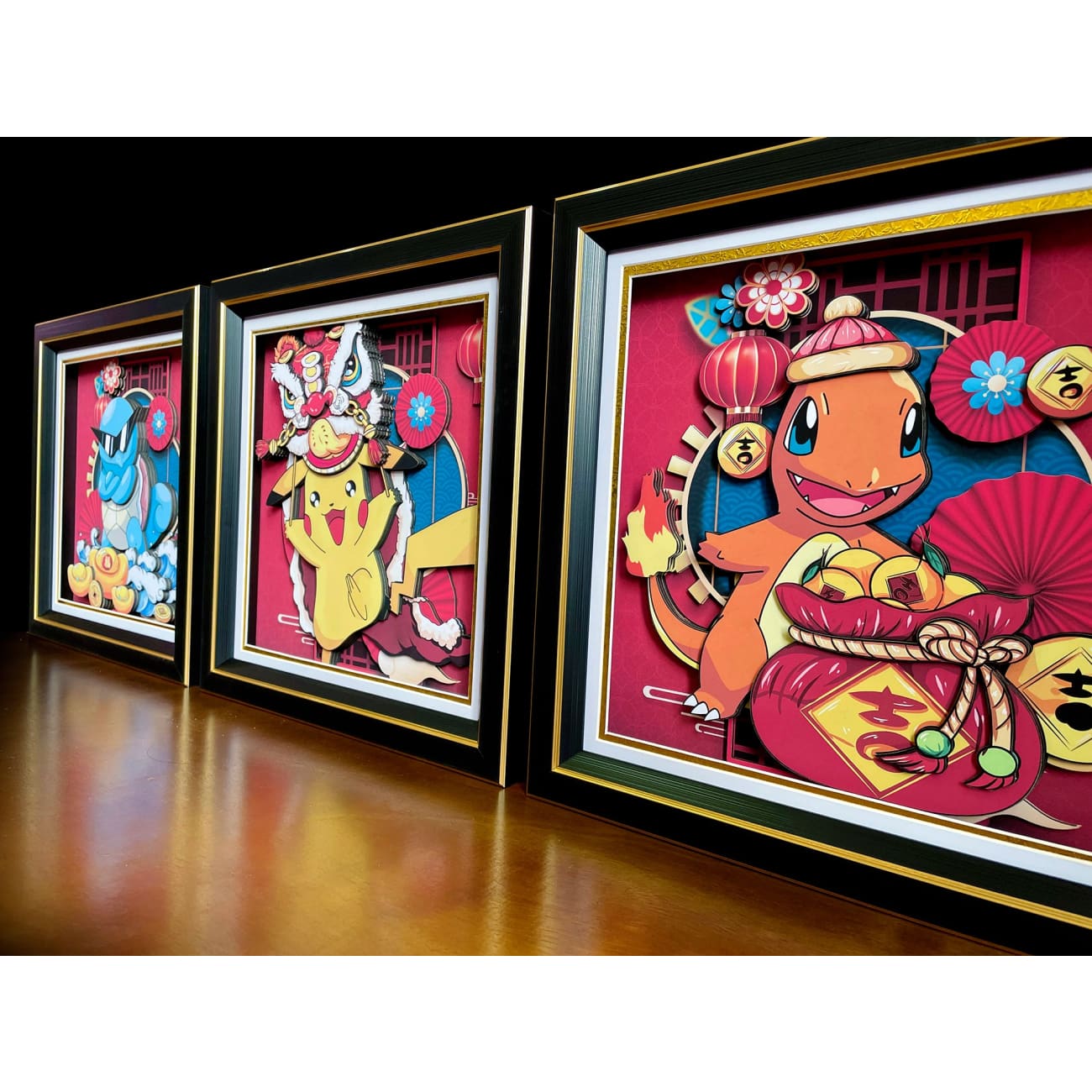 Mystical Art - Chinese New Year 2023 Pikachu / Charmander / Squirtle 3D Poster Frame [4 Variants]