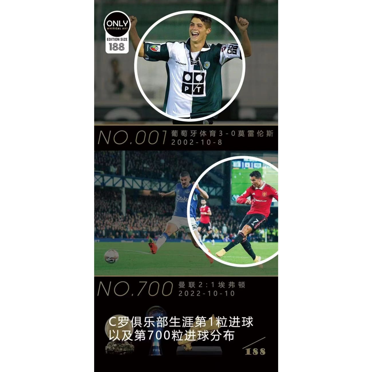 Mystical Art - Cristiano Ronaldo Reaches 700 Club Career Goals Special Commemorative Poster Frame