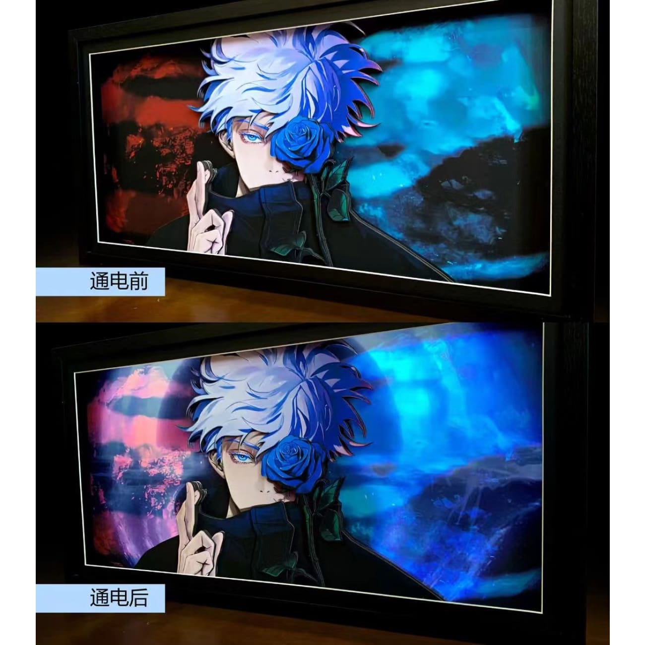 Mystical Art - Gojo Satoru Light Guide Transformation 3D Paper Art Frame