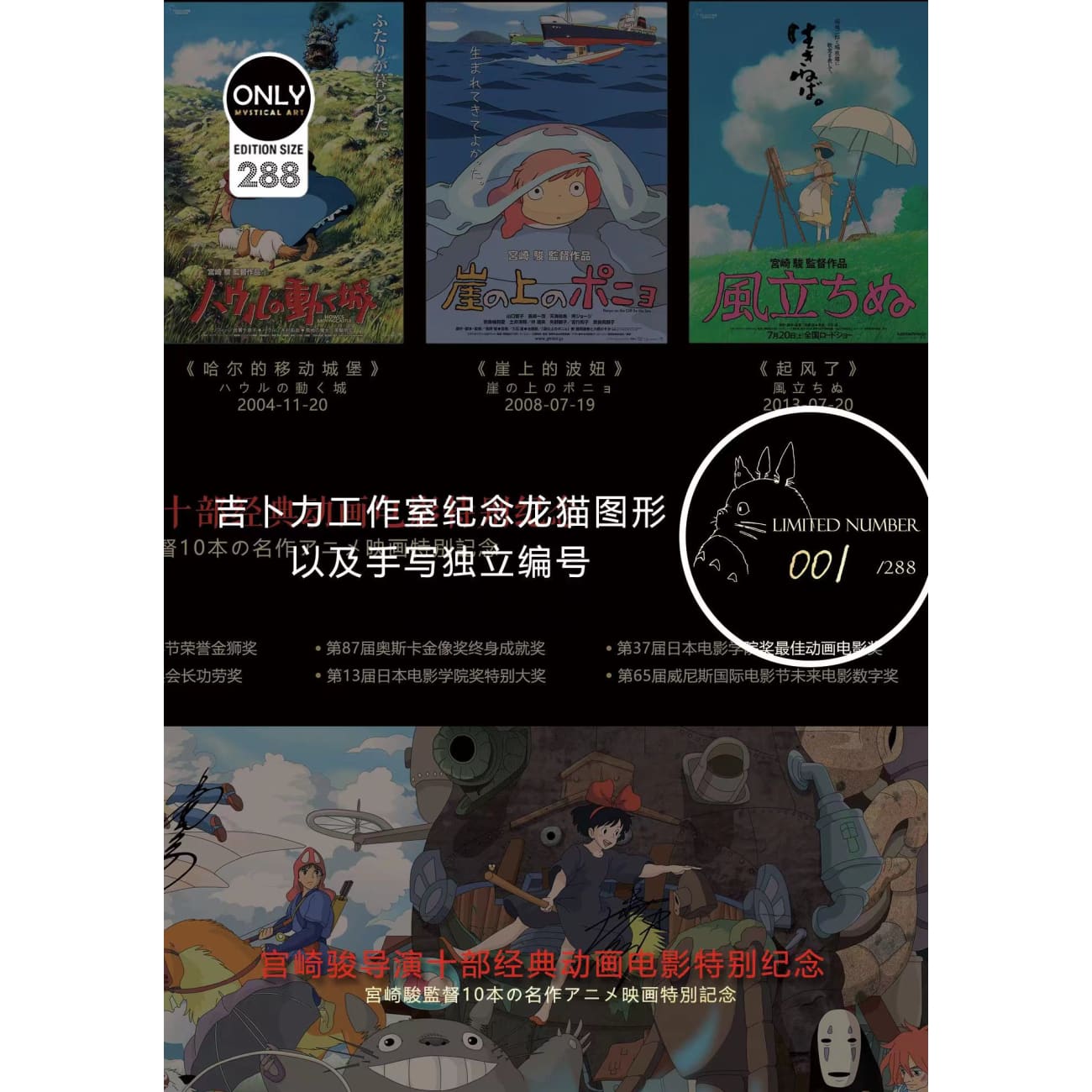 Mystical Art - Hayao Miyazaki Director Ten Classic Animation Film Special Commemorative Poster Frame 
