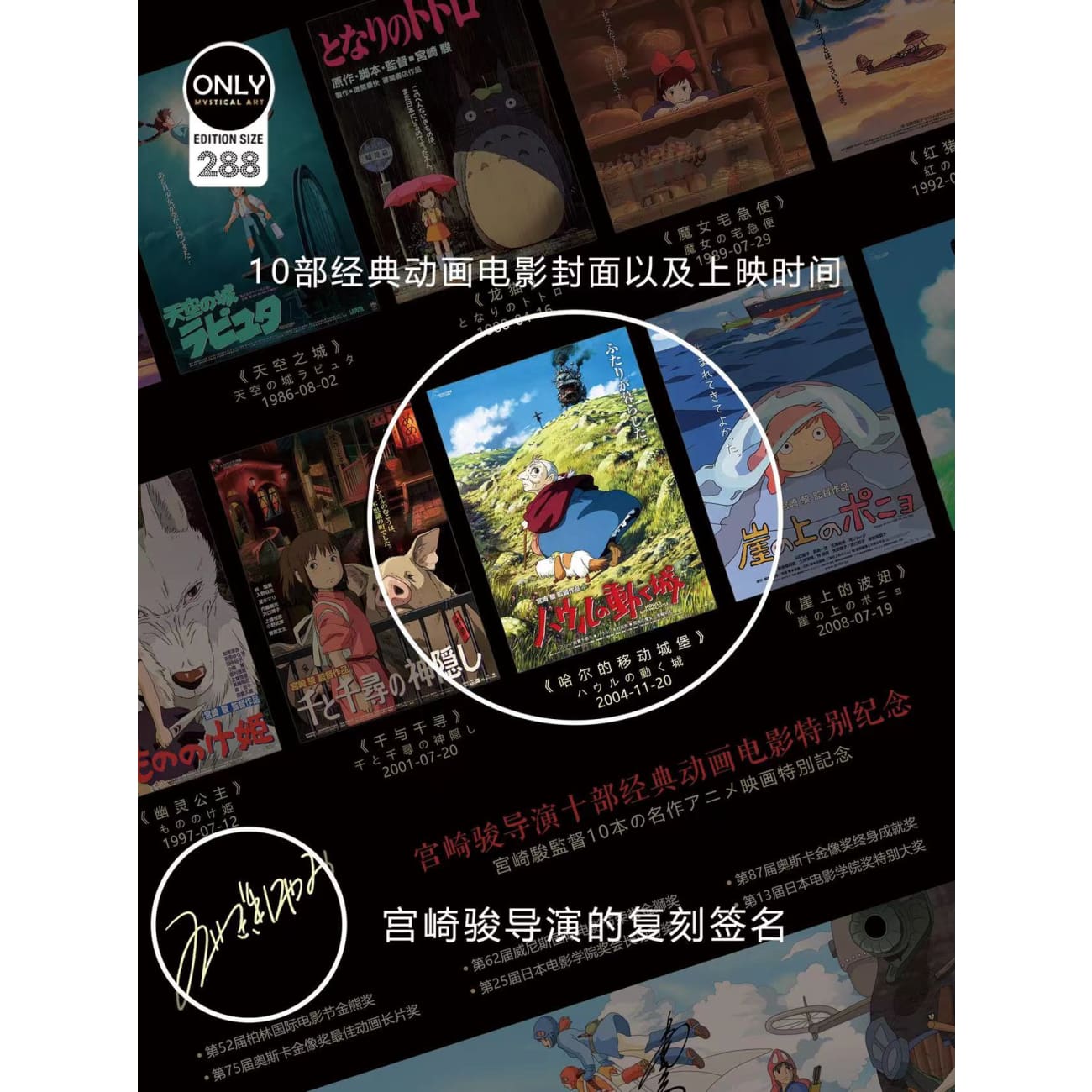 Mystical Art - Hayao Miyazaki Director Ten Classic Animation Film Special Commemorative Poster Frame 