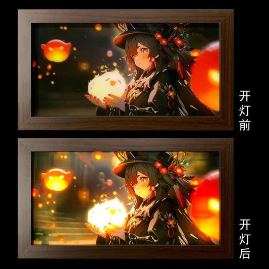 Mystical Art - Hu Tao Light Guide Transformation Poster Frame
