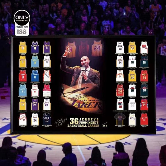 Mystical Art - Kobe Bean Bryant’s Career 36 Jerseys Commemorate Poster Frame