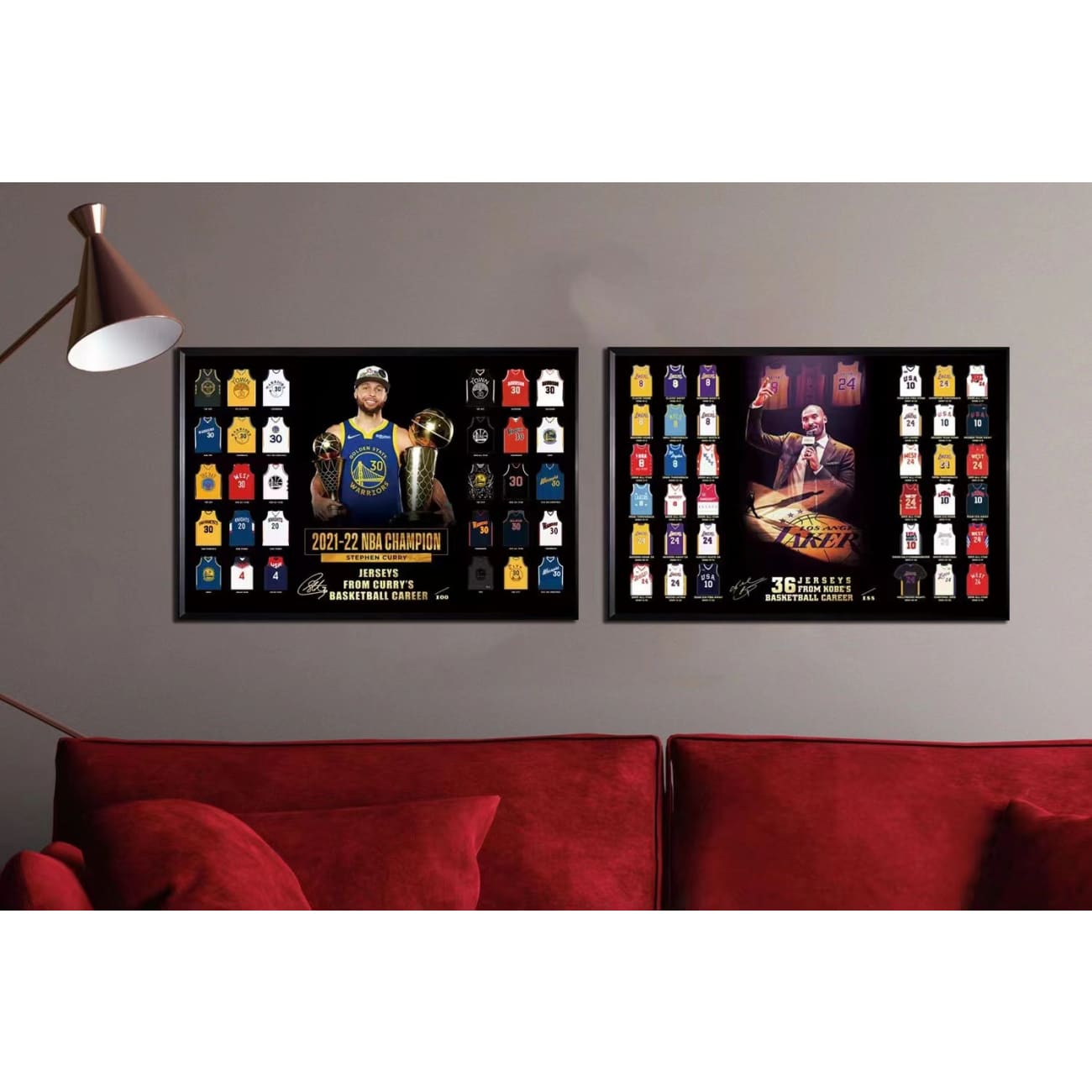 Mystical Art - Kobe Bean Bryant’s Career 36 Jerseys Commemorate Poster Frame