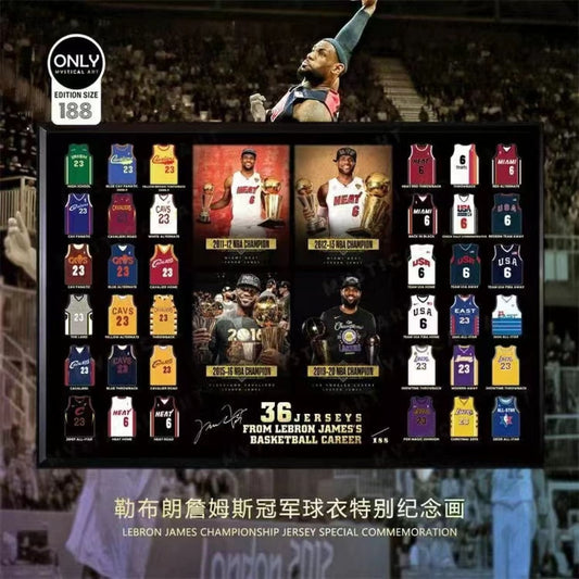 Mystical Art - LeBron James Championship Jersey Special Commemoration Poster Frame 