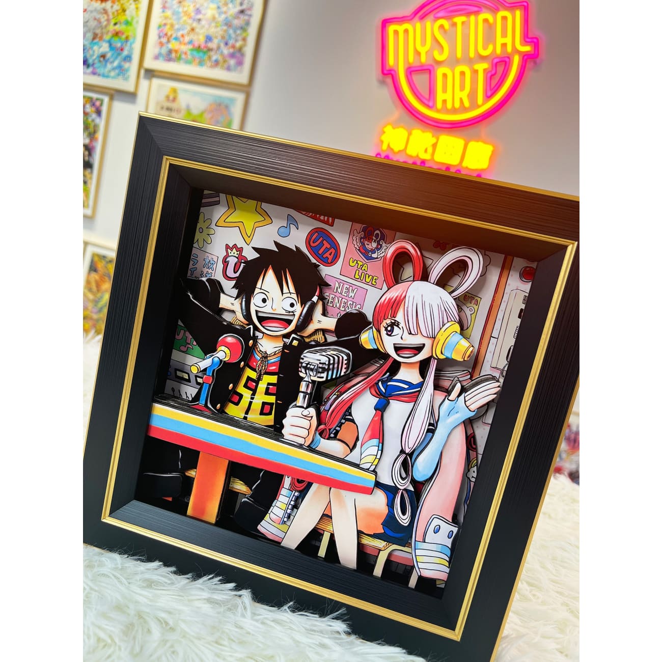 Mystical Art - Monkey D. Luffy & Uta Pod Cast 3D Photo Frame [LED + Music] 