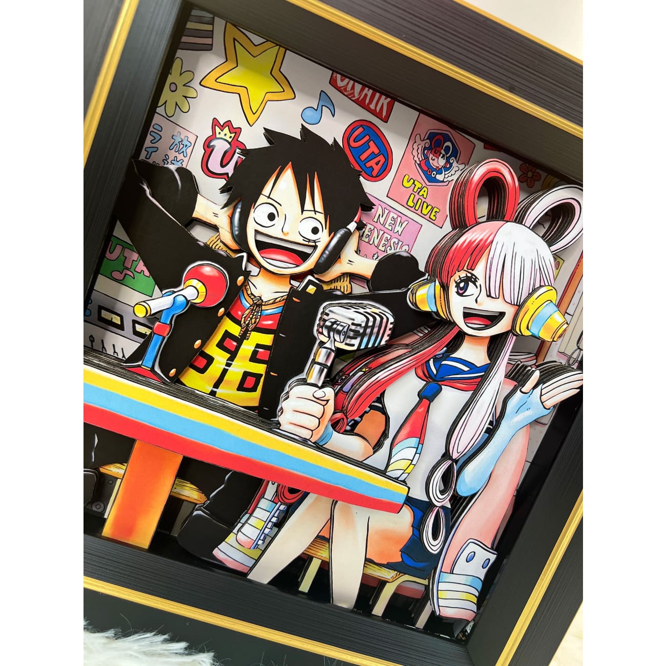 Mystical Art - Monkey D. Luffy & Uta Pod Cast 3D Photo Frame [LED + Music] 