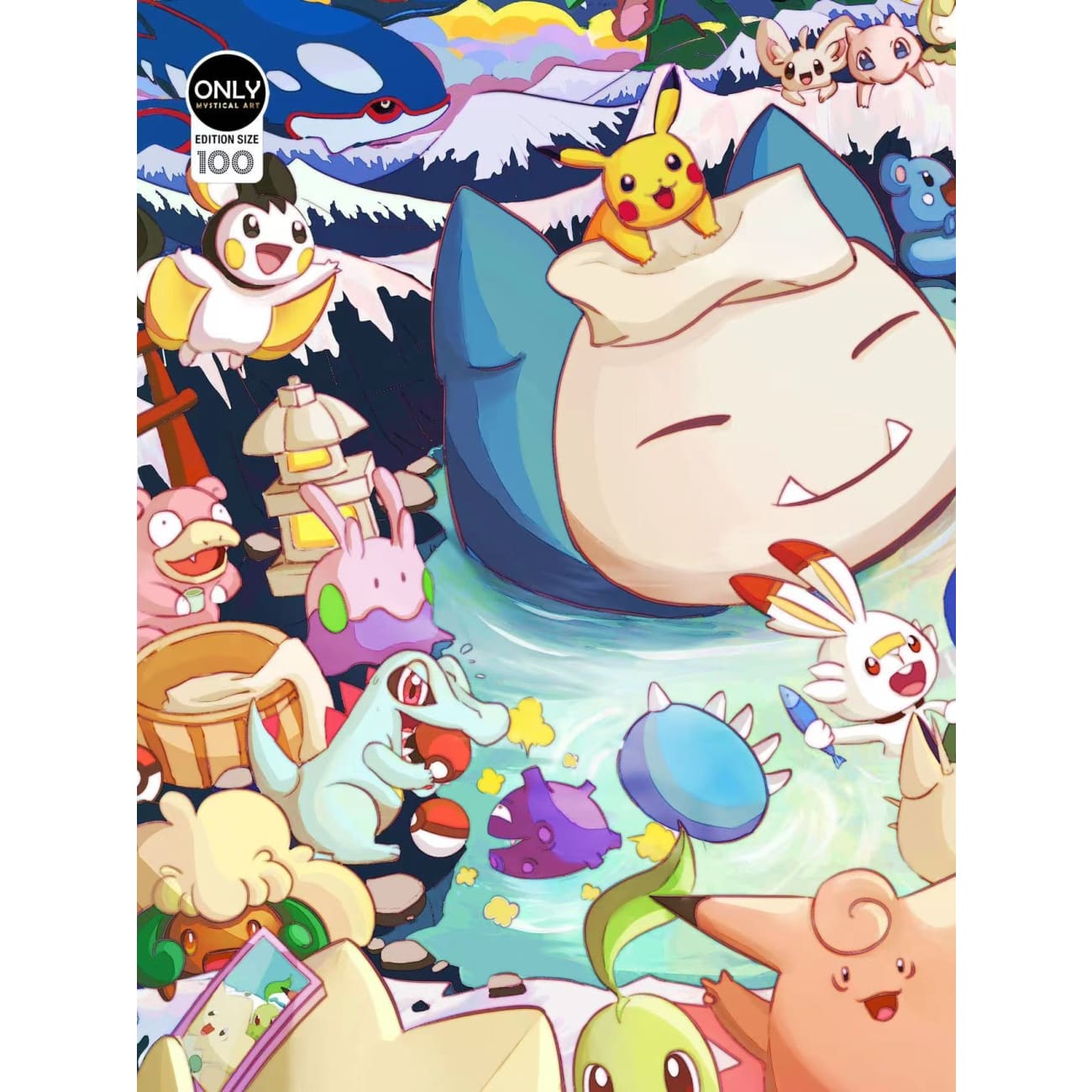 Mystical Art - Pokemon Hot Spring Poster Frame