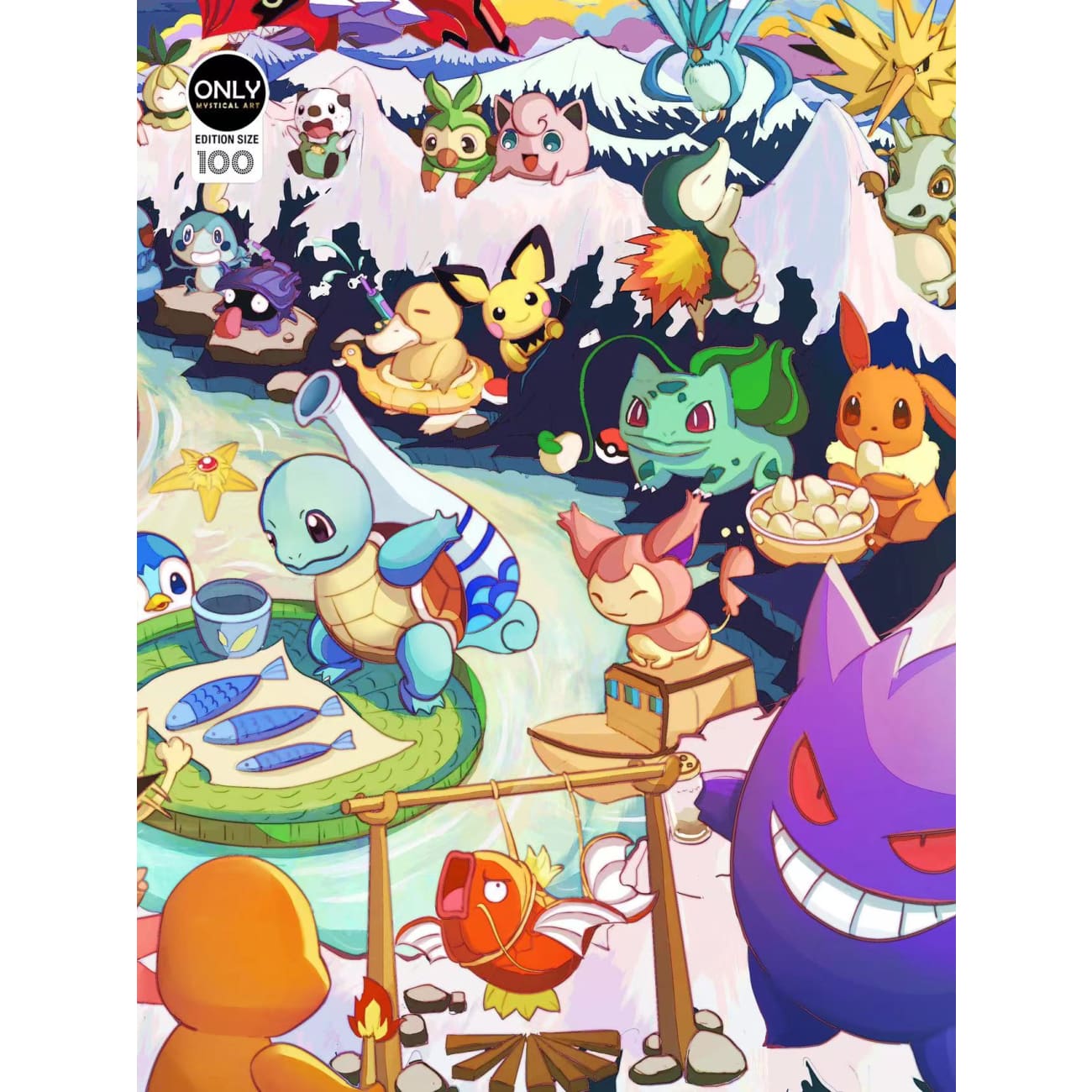 Mystical Art - Pokemon Hot Spring Poster Frame
