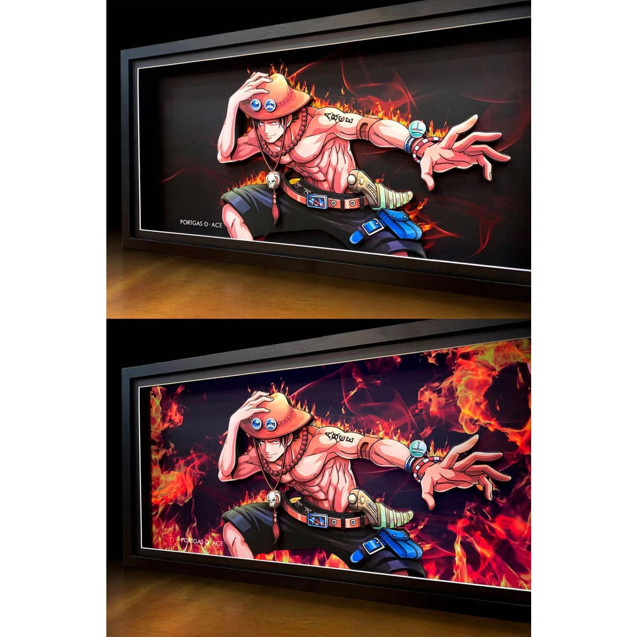 Mystical Art - Portgas D Ace Light Guide Transformation 3D Paper Art Frame