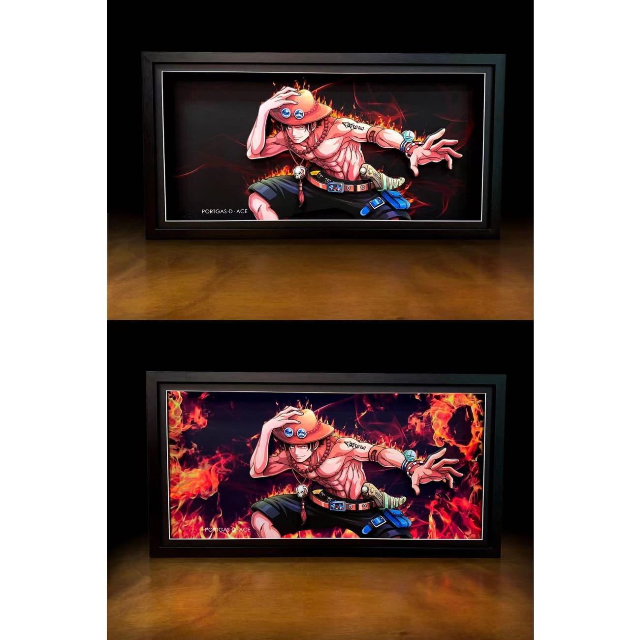 Mystical Art - Portgas D Ace Light Guide Transformation 3D Paper Art Frame