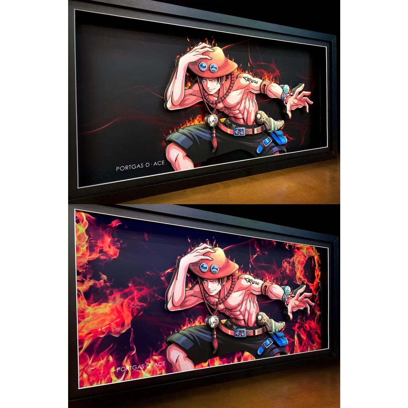 Mystical Art - Portgas D Ace Light Guide Transformation 3D Paper Art Frame