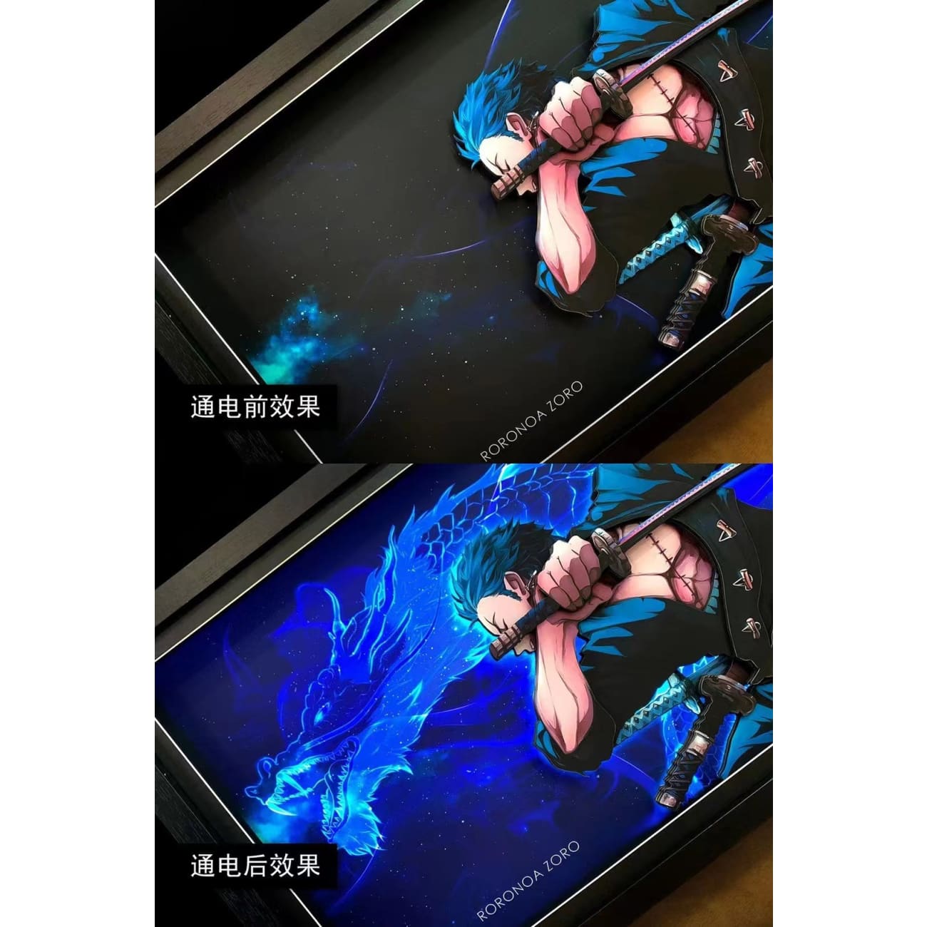 Mystical Art - Roronoa Zoro Light Guide Transformation 3D Paper Art Frame 